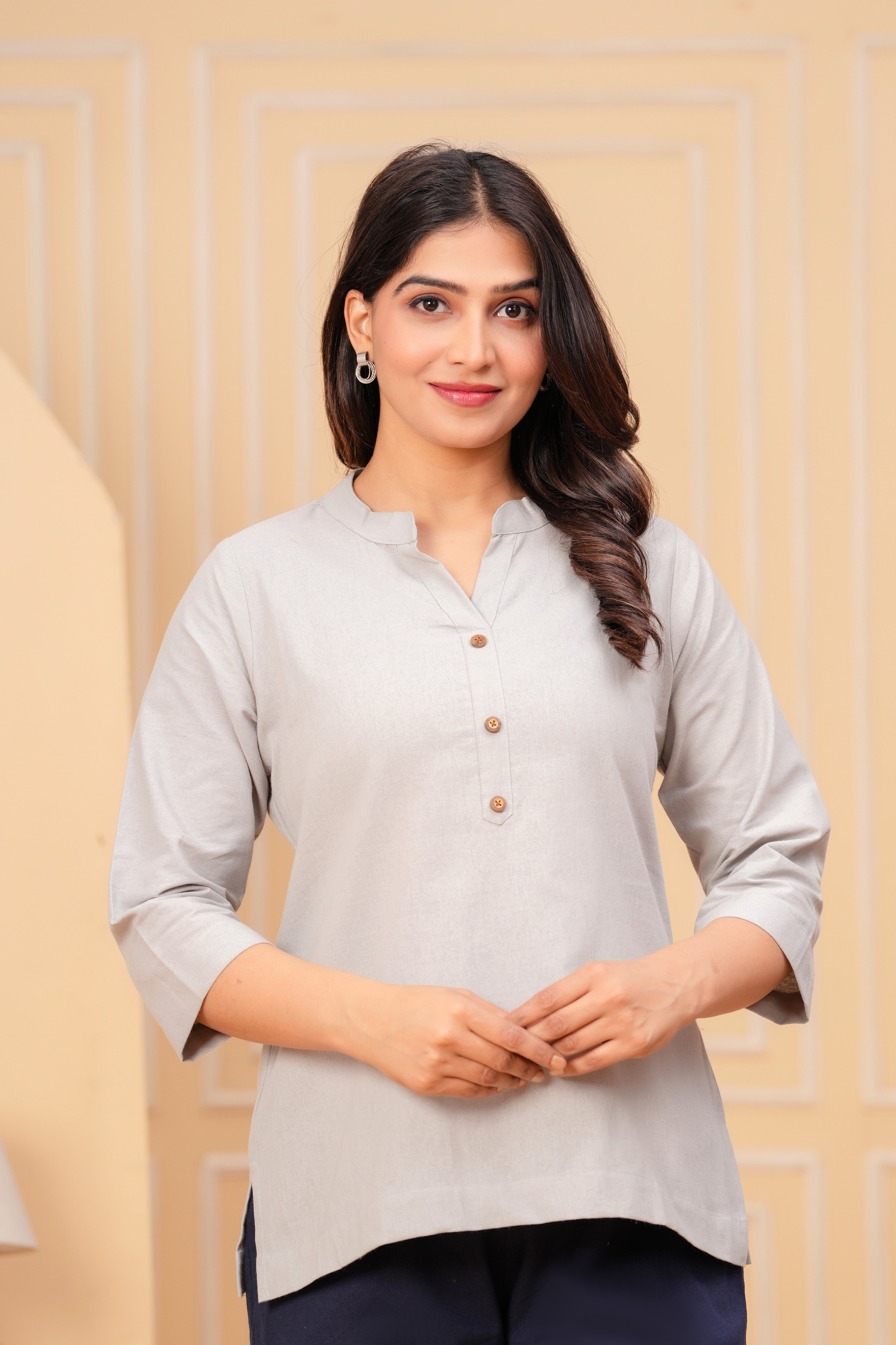 Linen Solid Short Kurta